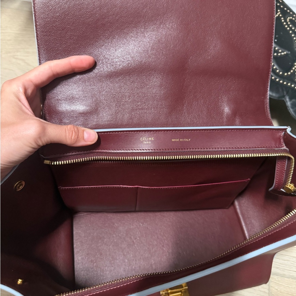 Celine Elegant Burgundy and Light Blue Handbag - Picture 4 of 4